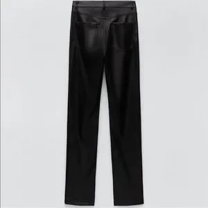 ZARA FULL LENGTH VEGAN LEATHER SPLIT HEM TROUSERS